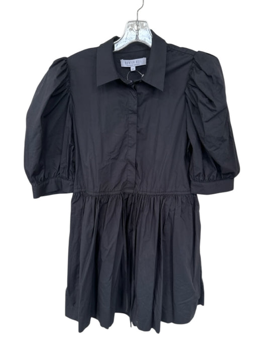 Hunter Bell Size M Black Cotton Balloon Sleeve Tie Waist Button Up Dress Black / M