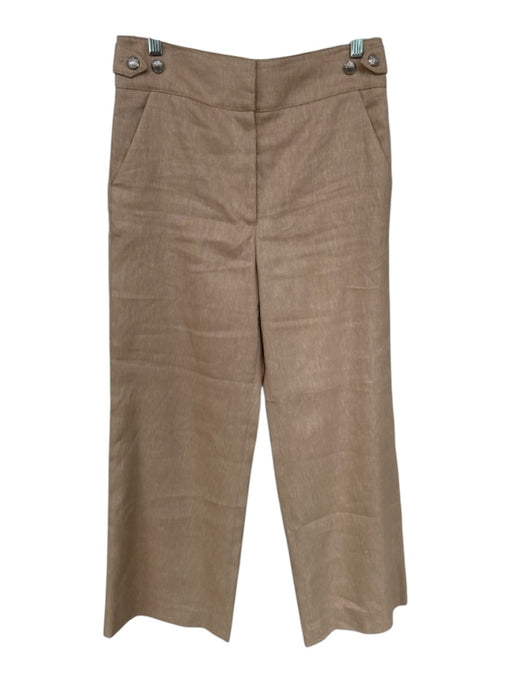 Veronica Beard Size 8 Khaki Linen & Polyester Silver Buttons Zip Fly Pants Khaki / 8
