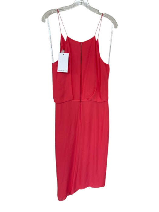 Camilla & Marc Size 6 Salmon Silk Spaghetti Strap Midi Drape Front Dress Salmon / 6