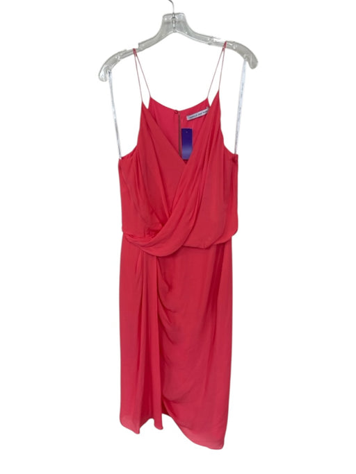 Camilla & Marc Size 6 Salmon Silk Spaghetti Strap Midi Drape Front Dress Salmon / 6