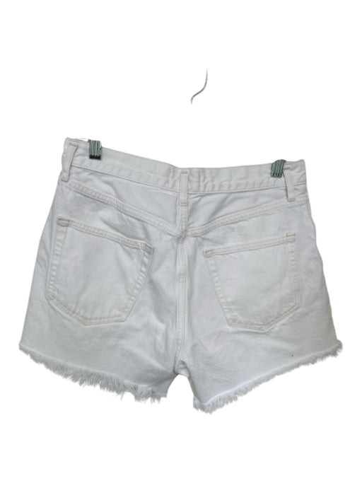 Agolde Size 28 White Cotton Raw Hem Denim High Waist Shorts White / 28