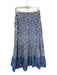 Cara Cara Size M Blue & White Cotton Floral Elastic Tiered Maxi Skirt Blue & White / M