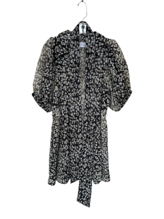 Tanya Taylor Size M Black Tan & Cream Polyester & Nylon Animal Print Dress Black Tan & Cream / M