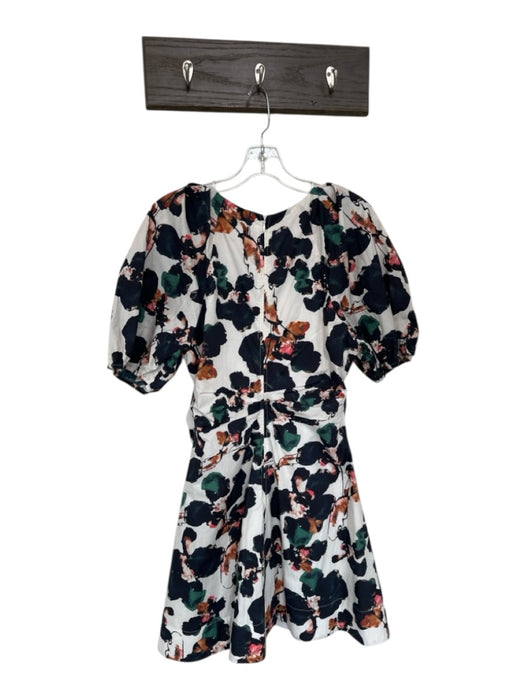 Tanya Taylor Size 8 Multi Cotton Abstract Floral Ruched Balloon Sleeve Dress Multi / 8