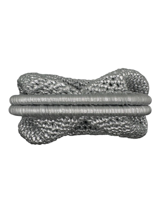 Dans-la-main Silver Crochet Silver Hardware Metallic Clutch Silver