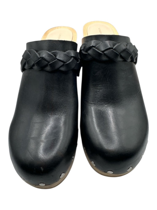Loeffler Randall Shoe Size 7.5 Black & Tan Leather Upper Wood Sole Braided Clogs Black & Tan / 7.5