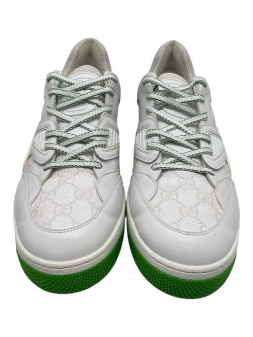 Gucci Shoe Size 13 White & Green Leather Low Top Men's Shoes 13