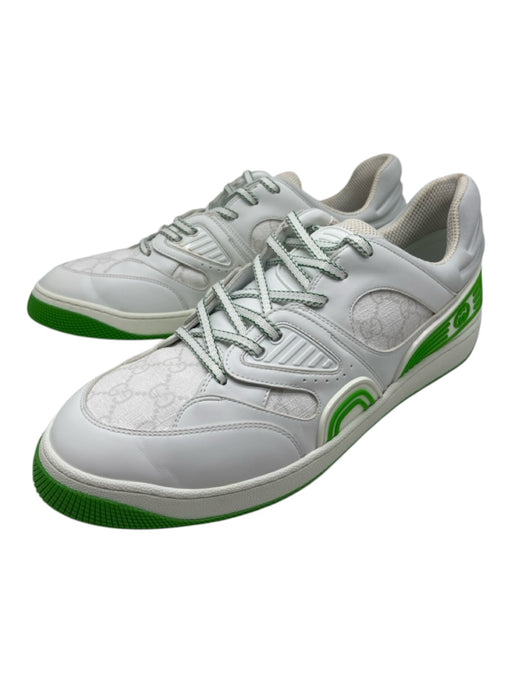 Gucci Shoe Size 13 White & Green Leather Low Top Men's Shoes 13