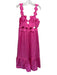 Farm Rio Size Large Hot pink Cotton Sleeveless Cut Outs Scalloped Tiered Dress Hot pink / Large