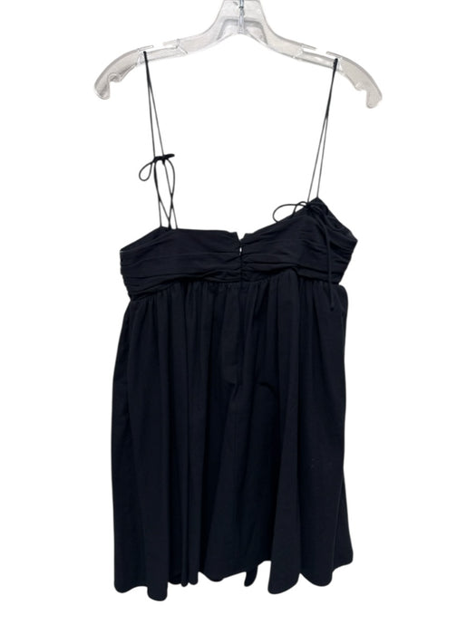 Reformation Size 8 Black Cotton Blend Spaghetti Strap Gathered Mini Dress Black / 8