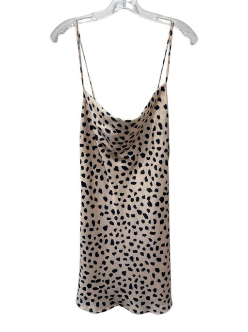 Lovers + Friends Size Small Beige & Black Polyester Spaghetti Strap Satin Dress Beige & Black / Small