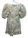 Lovers + Friends Size Medium Blue, Green, Yellow Cotton Short Puff Sleeve Dress Blue, Green, Yellow / Medium