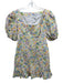 Lovers + Friends Size Medium Blue, Green, Yellow Cotton Short Puff Sleeve Dress Blue, Green, Yellow / Medium