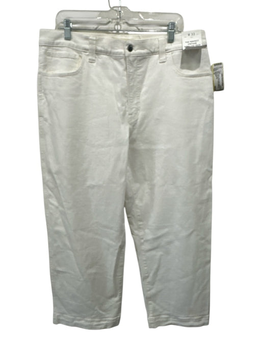 Madewell Size 33 White Cotton Denim High Rise Wide Leg Crop 5 Pocket Jeans White / 33