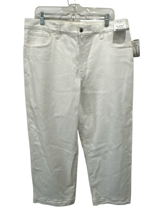 Madewell Size 33 White Cotton Denim High Rise Wide Leg Crop 5 Pocket Jeans White / 33