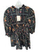 Entro Size 1X Black & Green Cotton Long Balloon Sleeve Botanical Buttons Dress Black & Green / 1X
