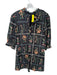 Entro Size 1X Black & Green Cotton Long Balloon Sleeve Botanical Buttons Dress Black & Green / 1X