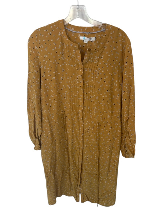 Boden Size 12 Mustard & Black Viscose Long Sleeve dots Drawstring Waist Dress Mustard & Black / 12
