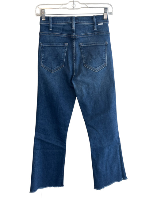 Mother Size 24 Dark Wash Cotton 4 Pocket High Rise Raw Hem Crop Flare Jeans Dark Wash / 24