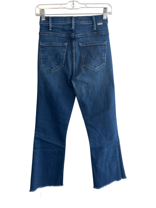 Mother Size 24 Dark Wash Cotton 4 Pocket High Rise Raw Hem Crop Flare Jeans Dark Wash / 24