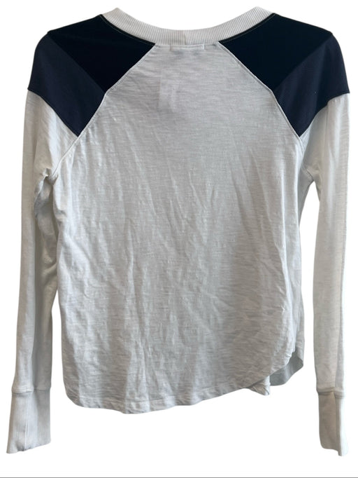 Evereve Size XS White, Black & Blue Cotton Blend Round Neck Long Sleeve Top White, Black & Blue / XS