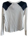 Evereve Size XS White, Black & Blue Cotton Blend Round Neck Long Sleeve Top White, Black & Blue / XS