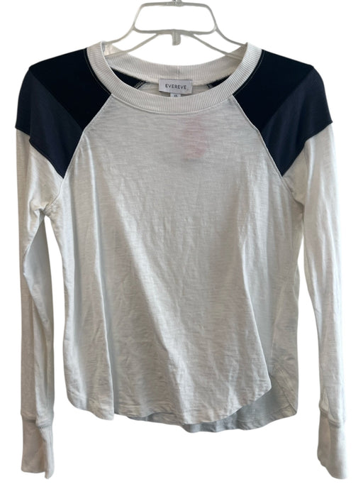 Evereve Size XS White, Black & Blue Cotton Blend Round Neck Long Sleeve Top White, Black & Blue / XS