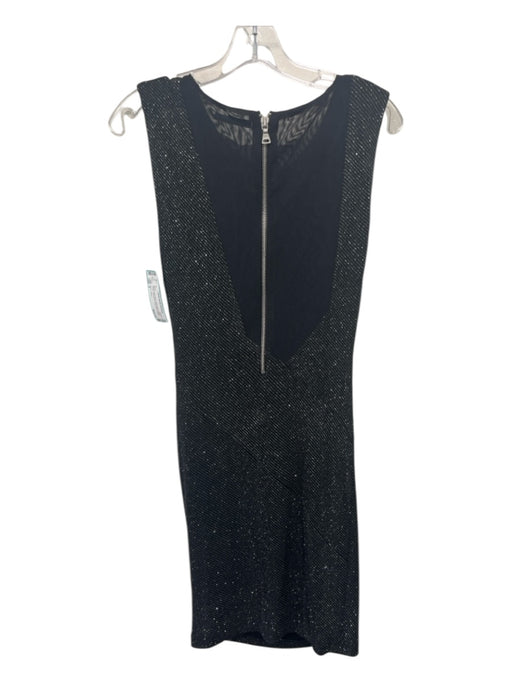 Alice + Olivia Size 4 Black Nylon Blend Rhinestone Mesh Panels Sleeveless Dress Black / 4