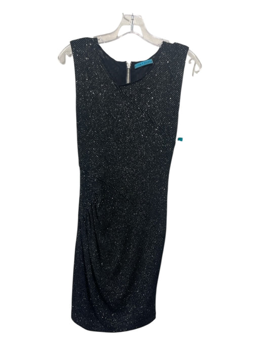 Alice + Olivia Size 4 Black Nylon Blend Rhinestone Mesh Panels Sleeveless Dress Black / 4