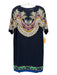 Etro Size 42 Black & Multi Viscose Blend Short Sleeve Abstract Print Dress Black & Multi / 42