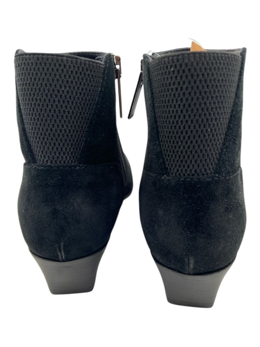 Aquatalia Shoe Size 6.5 Black Suede Upper Pointed Toe Side Zip Elastic Booties Black / 6.5