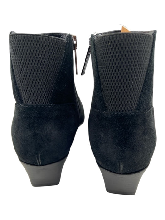 Aquatalia Shoe Size 6.5 Black Suede Upper Pointed Toe Side Zip Elastic Booties Black / 6.5