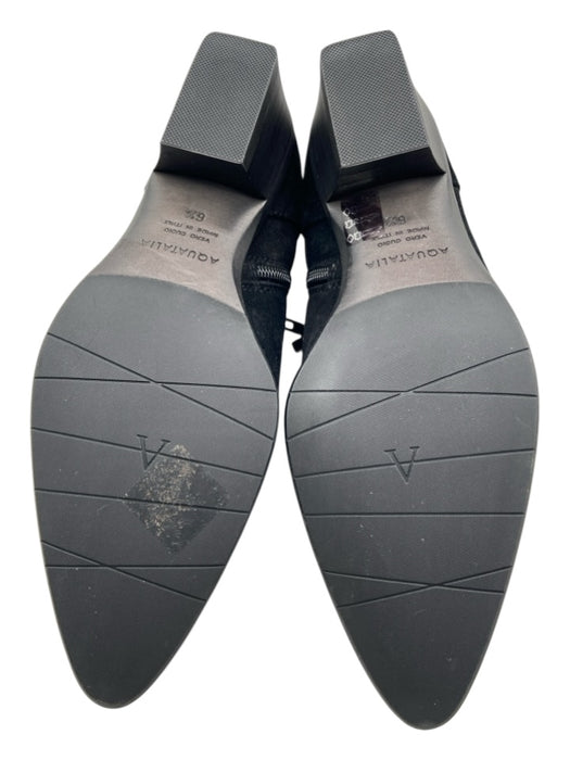 Aquatalia Shoe Size 6.5 Black Suede Upper Pointed Toe Side Zip Elastic Booties Black / 6.5