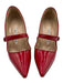 Manolo Blahnik Shoe Size 37 Red Leather Upper Patent Mary Jane Pointed Toe Pumps Red / 37