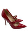 Manolo Blahnik Shoe Size 37 Red Leather Upper Patent Mary Jane Pointed Toe Pumps Red / 37