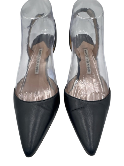 Manolo Blahnik Shoe Size 37.5 Midnight blue Leather Upper Pointed Toe Slingbacks Midnight blue / 37.5