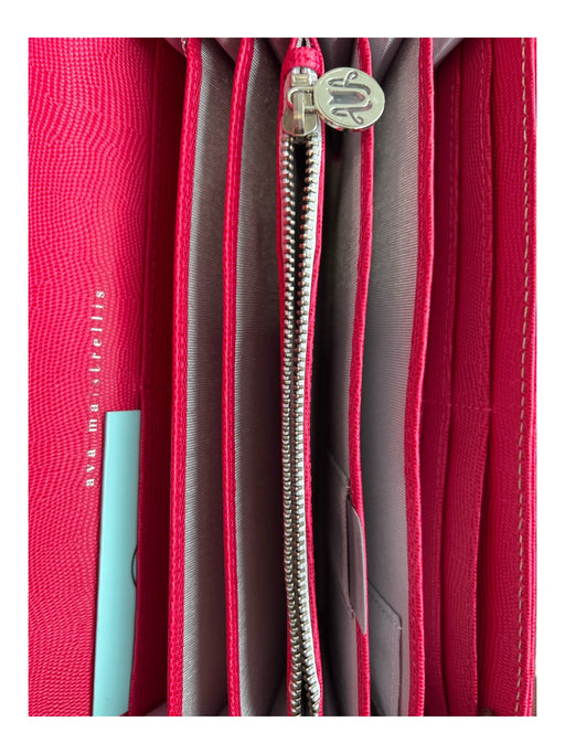 Ava Maistrellis Pink Genuine Leather Card Holder Solid Interior Zip Wallets Pink