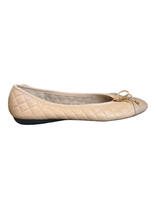 Paul Mayer Shoe Size 8 Tan Leather Almond Toe Quilted Bow Detail Flat Shoes Tan / 8