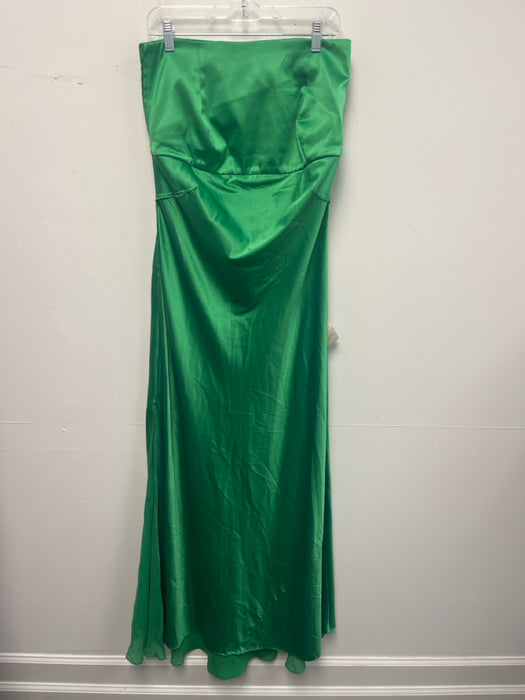 BHLDN Size M Green Polyester Strapless Boning column Gown