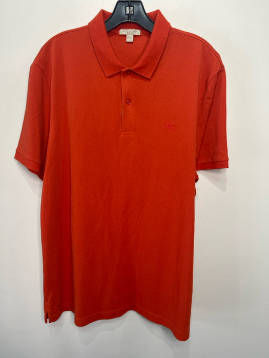 Burberry Size xxxl Orange Cotton Solid Polo Men's Short Sleeve