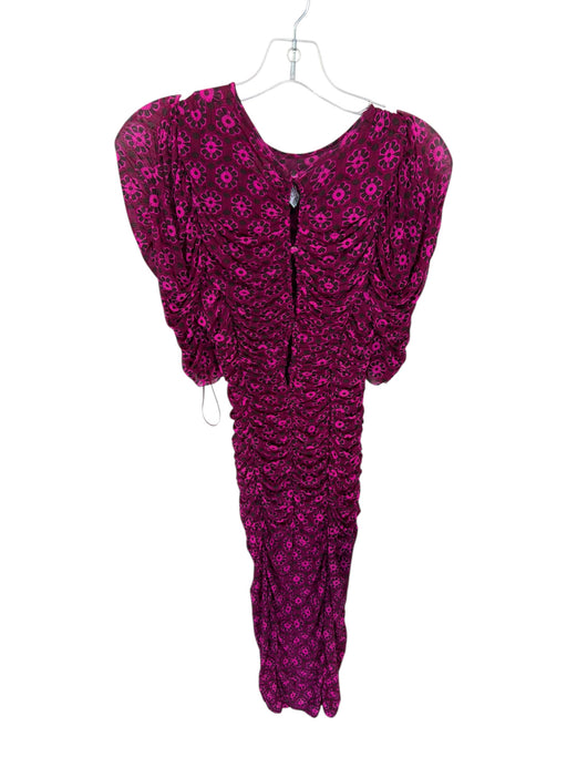 Free People Size XS Magenta Nylon Blend Scrunch Detail High Neck Floral Dress Magenta / XS