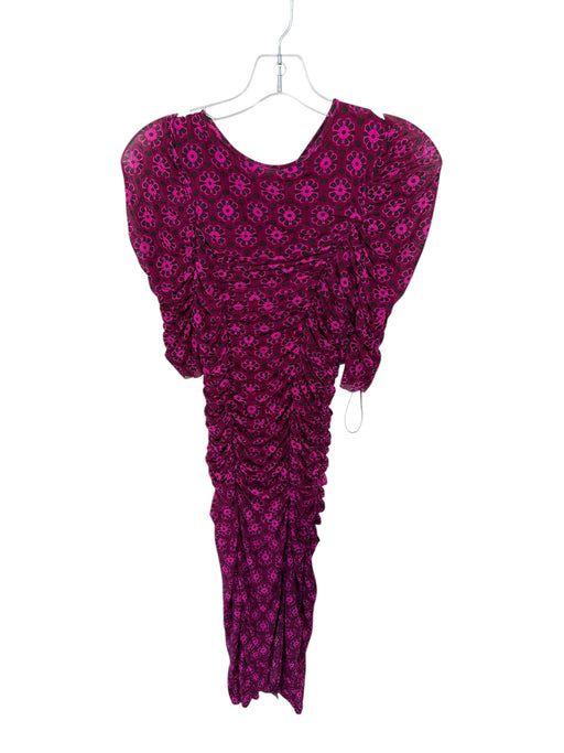 Free People Size XS Magenta Nylon Blend Scrunch Detail High Neck Floral Dress Magenta / XS