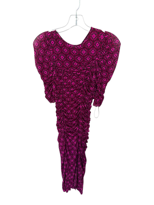 Free People Size XS Magenta Nylon Blend Scrunch Detail High Neck Floral Dress Magenta / XS
