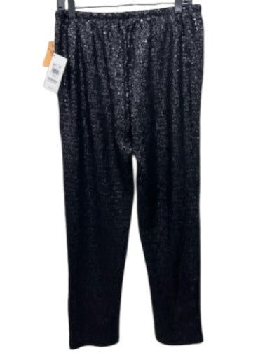 Splendid Size S Black Polyester & Viscose Sequined Elastic Waist Pants Black / S