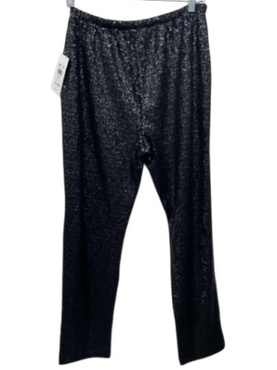 Splendid Size XS Black Polyester & Viscose Sequined Elastic Waist Pants Black / XS