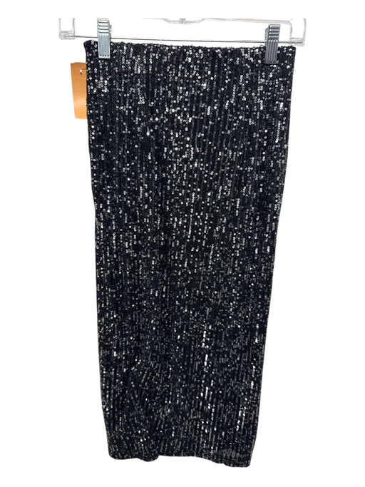 Greylin Size XS Black Polyester Sequined Elastic Waist Slit Skirt Black / XS