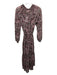 Greylin Size M Brown & Multi Polyester Tie Neck Floral Print Sheer Dress Brown & Multi / M