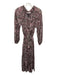 Greylin Size M Brown & Multi Polyester Tie Neck Floral Print Sheer Dress Brown & Multi / M