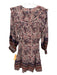 Cleobella Size M Tan & multi Cotton Split V Neck Tie belt Metallic Thread Dress Tan & multi / M
