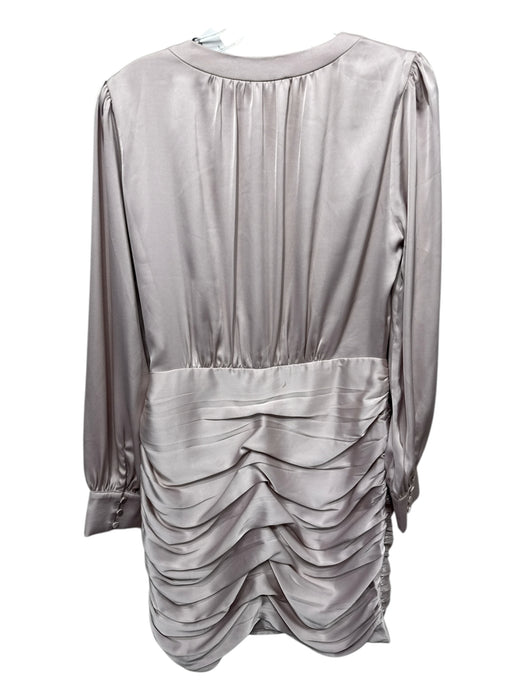 Greylin Size M Light Pink Polyester Surplice Tie Detail Ruched Satin Dress Light Pink / M